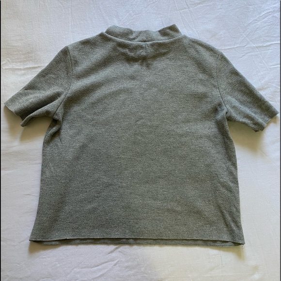 Zara Grey Mock neck short sleeve ribbed sweater tee - Picture 3 of 3